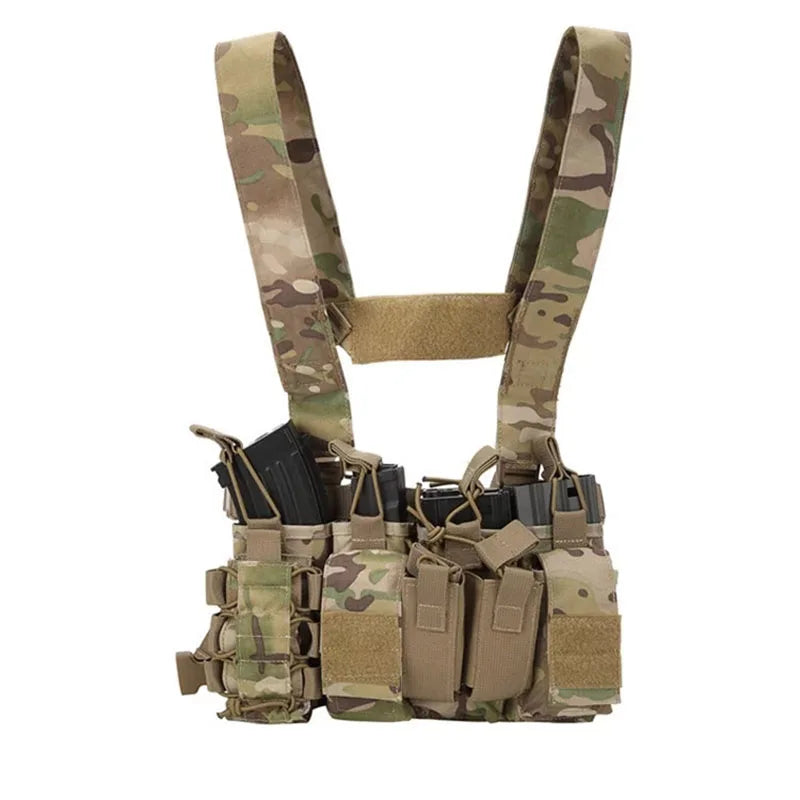 Radio Harness Front Pouch Tactical Chest Vest Holster Molle Vest Rig Bag Airsoft Hunting Radio Waist Pouch Adjustable