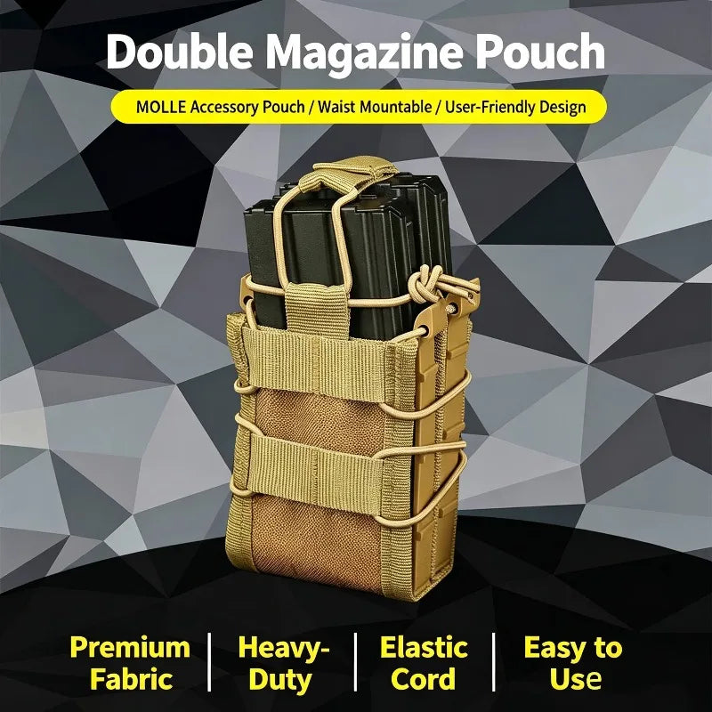 Outdoor Tactical Open Top Double MOLLE Camo Nylon Magazine Pouch for Airsoft Paintball Shooting Hunting