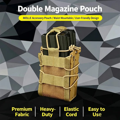 Outdoor Tactical Open Top Double MOLLE Camo Nylon Magazine Pouch for Airsoft Paintball Shooting Hunting