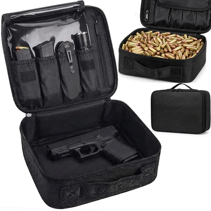 Tactical Pistol Case Gun Bag Ammo Storage Box Gun Transport Case Universal Handgun Carry Pouch EDC Holder for Hunting Shooting