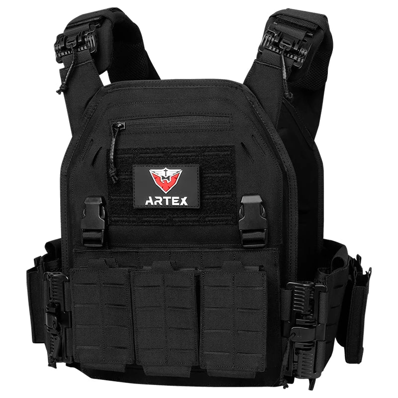 Tactical Vest Paintball Plate Holder 1000D Fabric Quick Releaseable Plate Carrier Laser Cut Platewith Triple Magazine Pouch ﻿