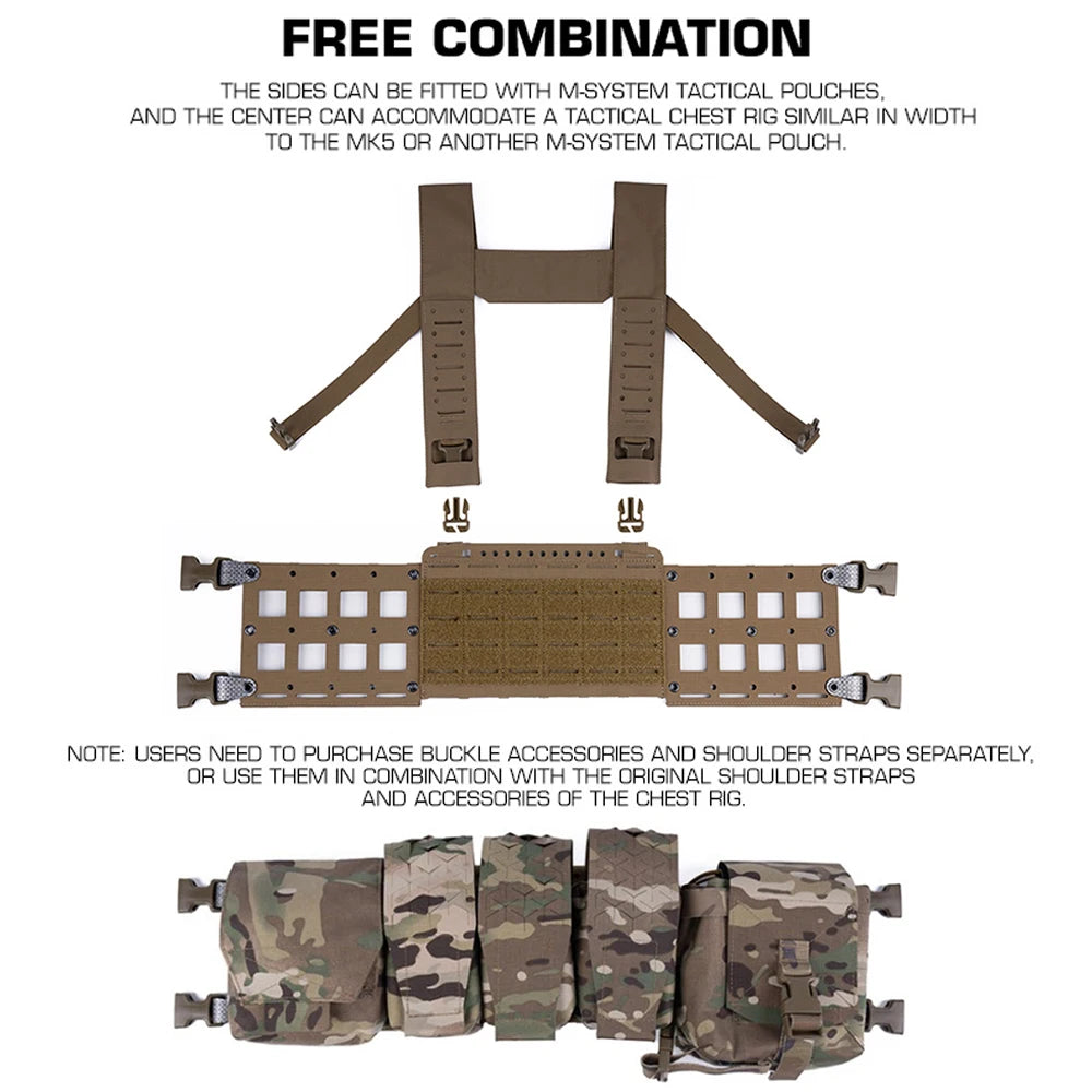 Tactical Vest Chest Rig Platform Expansion Chassis III for GP/SPUD/SACK Pouches Micro Fight MK MKV MK4 Training Equipment