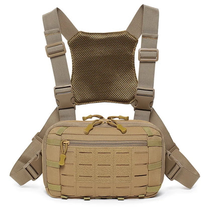Tactical Chest Rig Bag with Gun Holster Hunting Chest Pack Quick Release Molle Admin Pouch Utility EDC Chest Pouch Pistol Bag