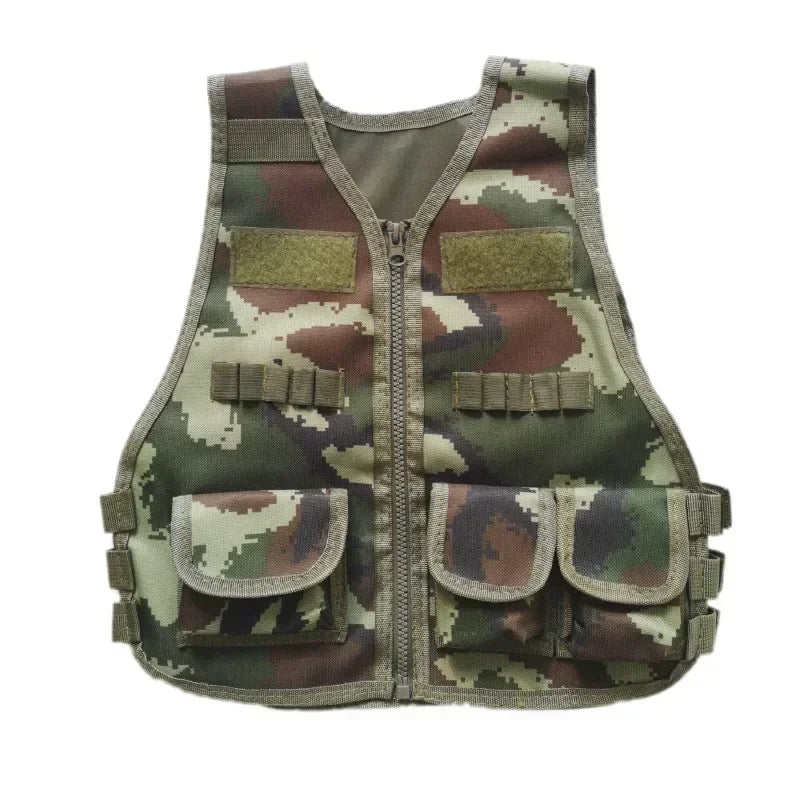 Children Vest Kids Camouflage Multiple Pockets Hunting CS War Games Jacket Hunting Tactical Waistcoat Training Gear