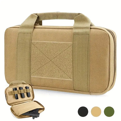 1pc Tactical Pistol Carrier Bag Concealed Carry Case Soft Padded Handgun Pouch with Multiple Magazine Storage Slot for Hunting