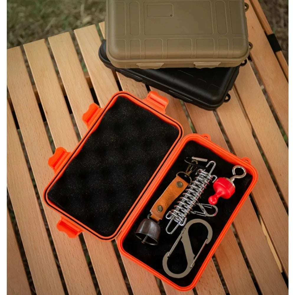 1PC Small EDC toolbox, outdoor camping survival kit, shockproof and waterproof water tank,outdoor survival storage box