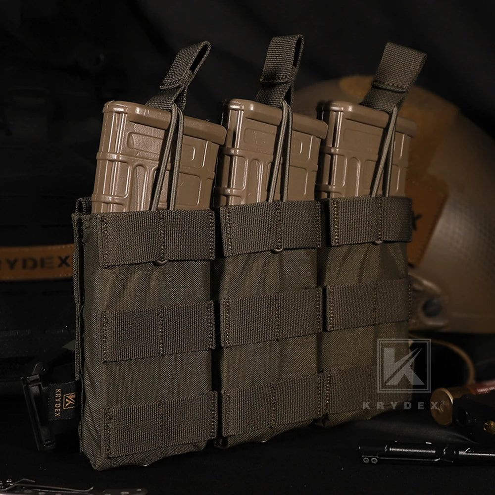 KRYDEX Tactical 5.56 MOLLE Magazines Pouch Triple Open-Top Mag Pouch for M4 M16 AR 15 Hunting Accessories