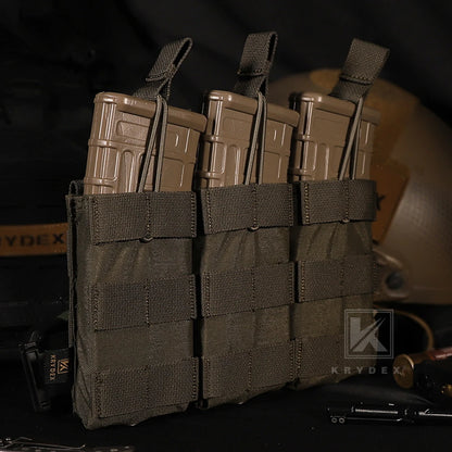 KRYDEX Tactical 5.56 MOLLE Magazines Pouch Triple Open-Top Mag Pouch for M4 M16 AR 15 Hunting Accessories