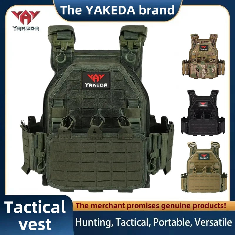 YAKEDA Tactical Vest 6094 Fast Detachable Light Laser Cut Outdoor Hunting Black Gear Carry Vest of High Quality 1000D Nylon