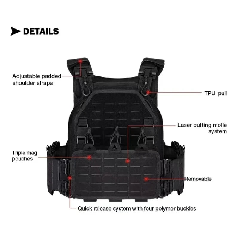 YAKEDA Tactical Vest Outdoor Hunting Plate Carrier Protective Adjustable Vest Airsoft Carrier Combat Equipment 6094 vest
