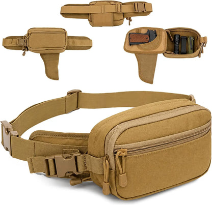 Concealed Carry Fanny Pack with Pistol Pouch Tactical Waist Bag for Men Anti-Theft Hidden Gun Pocket 1000D Nylon EDC Waist Pack