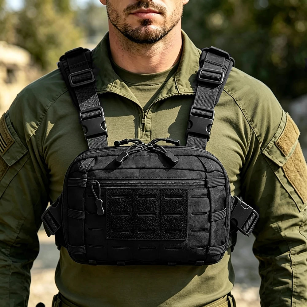 Tactical Pistol Gun Storage Bag Cancealed Carry Gun Pouch EDC Chest Bag Utility Chest Rig Pouch Admin Pouch with Gun Holster