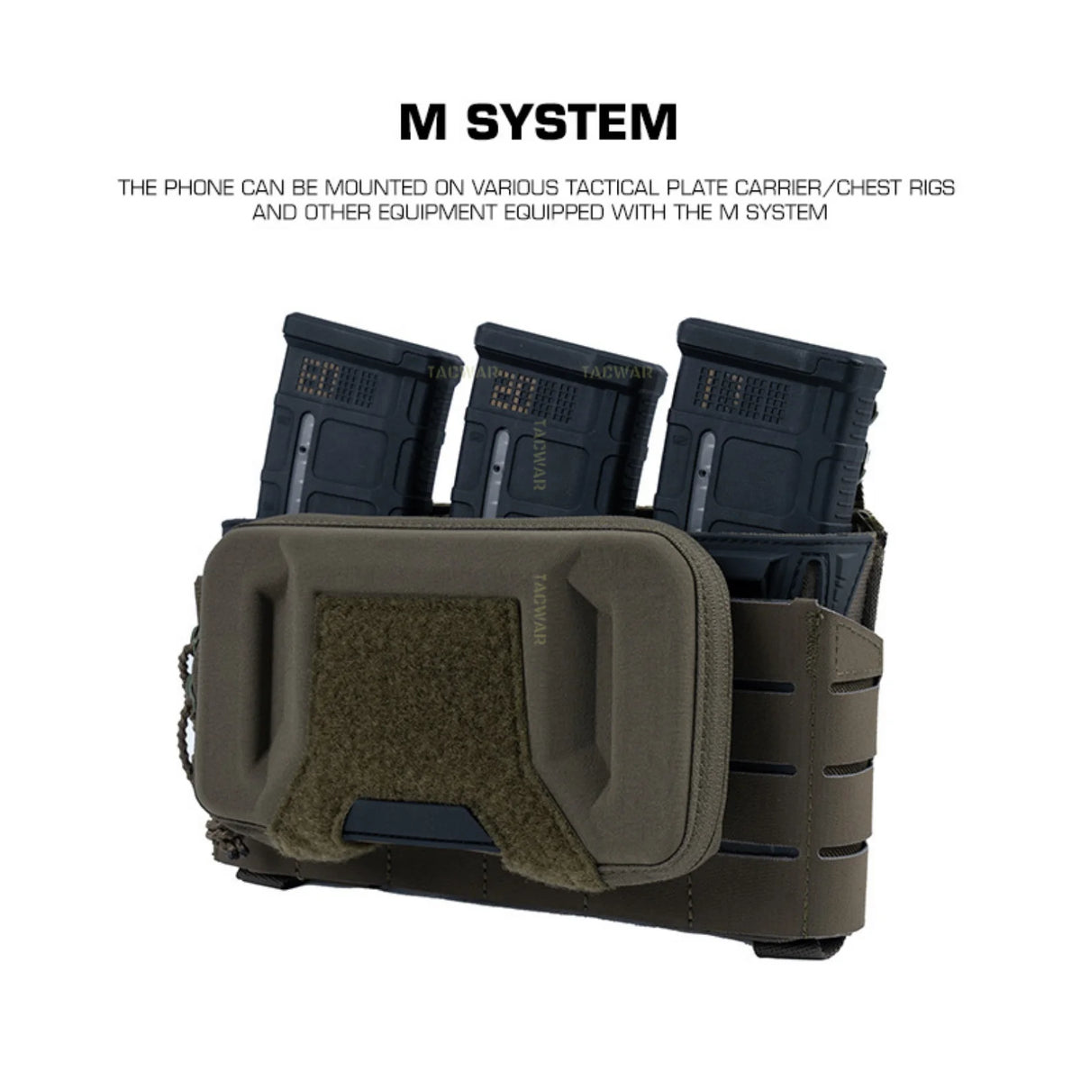 Tactical Universal Phone Pouch with Rigid Protective Shell,  MOLLE Chest‑Mount Phone Holder for Plate Carrier Chest Rig