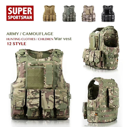 Outdoor Airsoft Tactical Kids Children Vest Uniform  Hunting Equipment Kids Boy Girl Camouflage Hiking CS Hunting Clothes