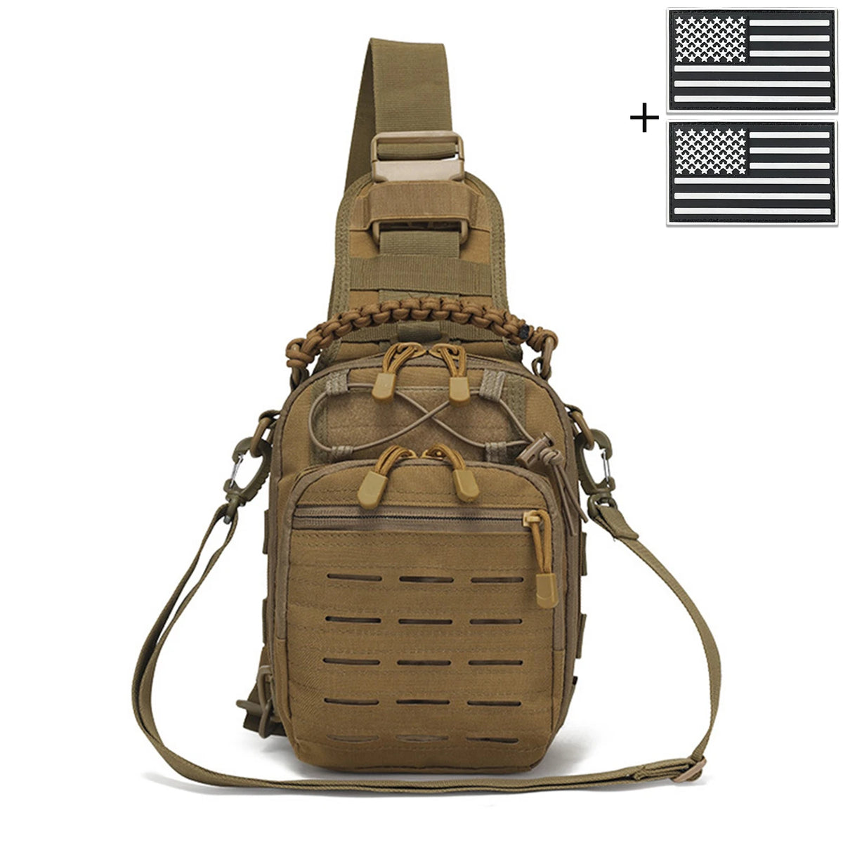 Laser MOLLE EDC outdoor hunting bag can be carried on one shoulder or diagonally, with a woven handle and a shoulder strap