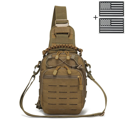 Laser MOLLE EDC outdoor hunting bag can be carried on one shoulder or diagonally, with a woven handle and a shoulder strap