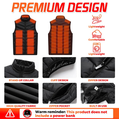 21 Heated Vest Zones Electric Heated Jackets Oversized USB Electric Jacket Men Women Winter Warm Coat For Hiking Outdoor Camping