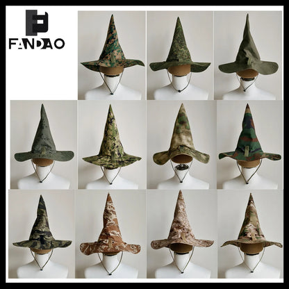 Tactical Camouflage Magic Hat Airsoft Wide-Brimmed Sun Hat Men's Outdoor Sports Boonie Camo Hat CS Halloween Cosplay Equipment
