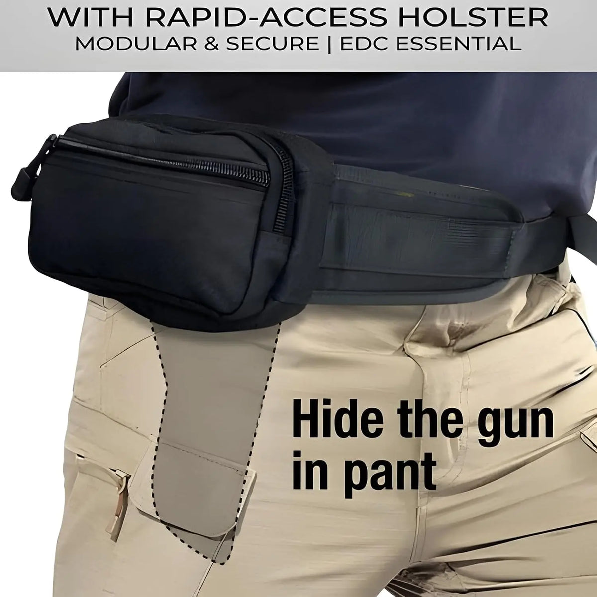 Concealed Carry Fanny Pack with Pistol Pouch Tactical Waist Bag for Men Anti-Theft Hidden Gun Pocket 1000D Nylon EDC Waist Pack