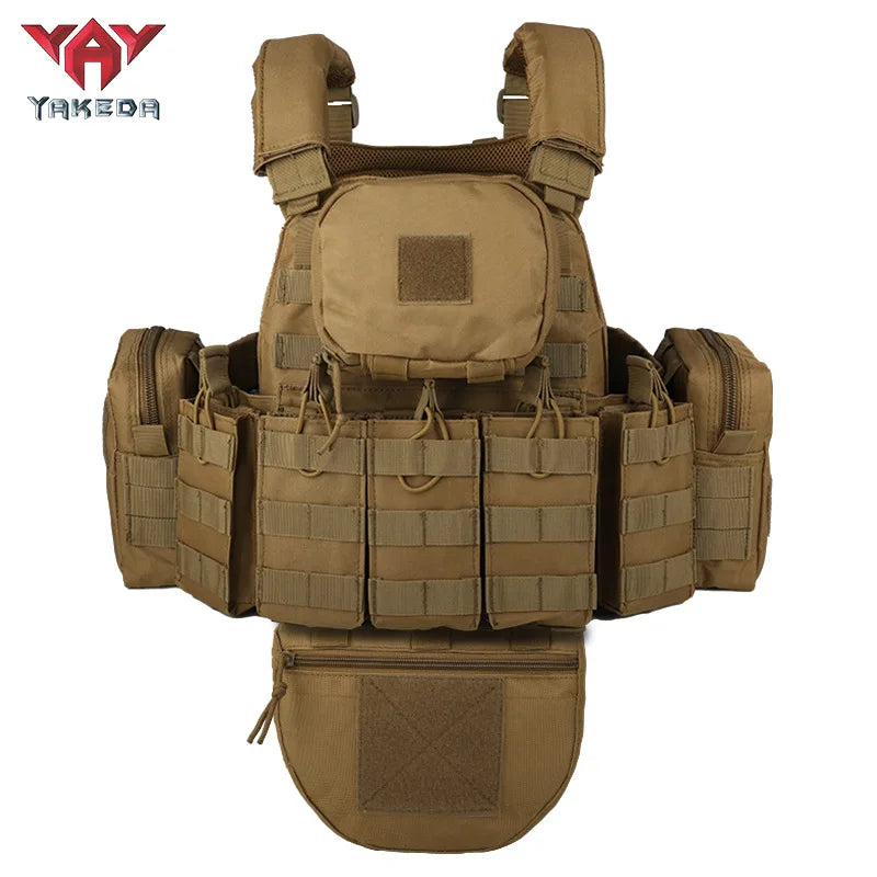 YAKEDA Tactical Plate Carrier Vest Camo Molle Magazine Pouches Hunting Full Protection Tactical Vest With Hydration Carrier Bag