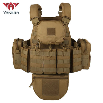 YAKEDA Tactical Plate Carrier Vest Camo Molle Magazine Pouches Hunting Full Protection Tactical Vest With Hydration Carrier Bag
