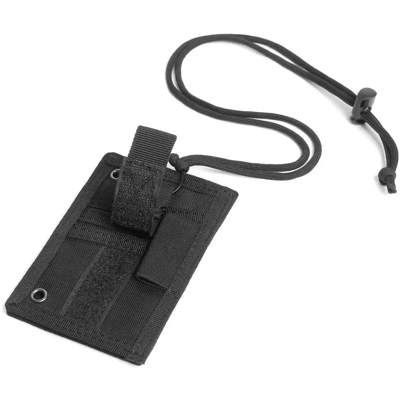 Tactical ID Card Holder Hook Loop Patch Tour Guide Badge Holders Outdoor Travel ID Pouch Pen Purse Tactical Style Badge Bag