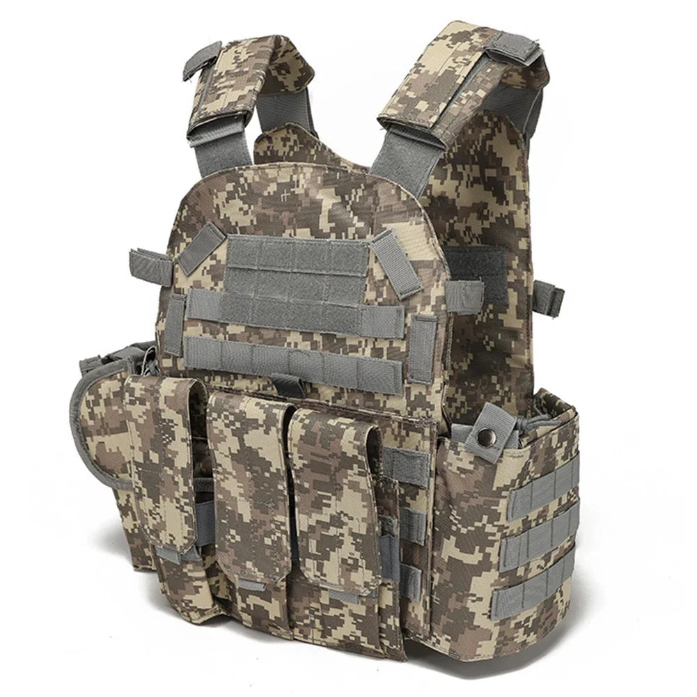 Nylon Chest Rig Molle Vest Multi-Functional Camouflage Molle Waistcoat Adjustable Men Women Combat Equipment for Outdoor Cycling