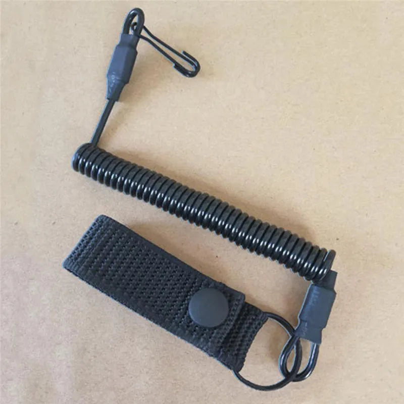 Elastic Lanyard Rope Tactical Anti-lost Spring Safety Strap Gun Rope For Key Ring Chain Flashlight Hunting Accessories