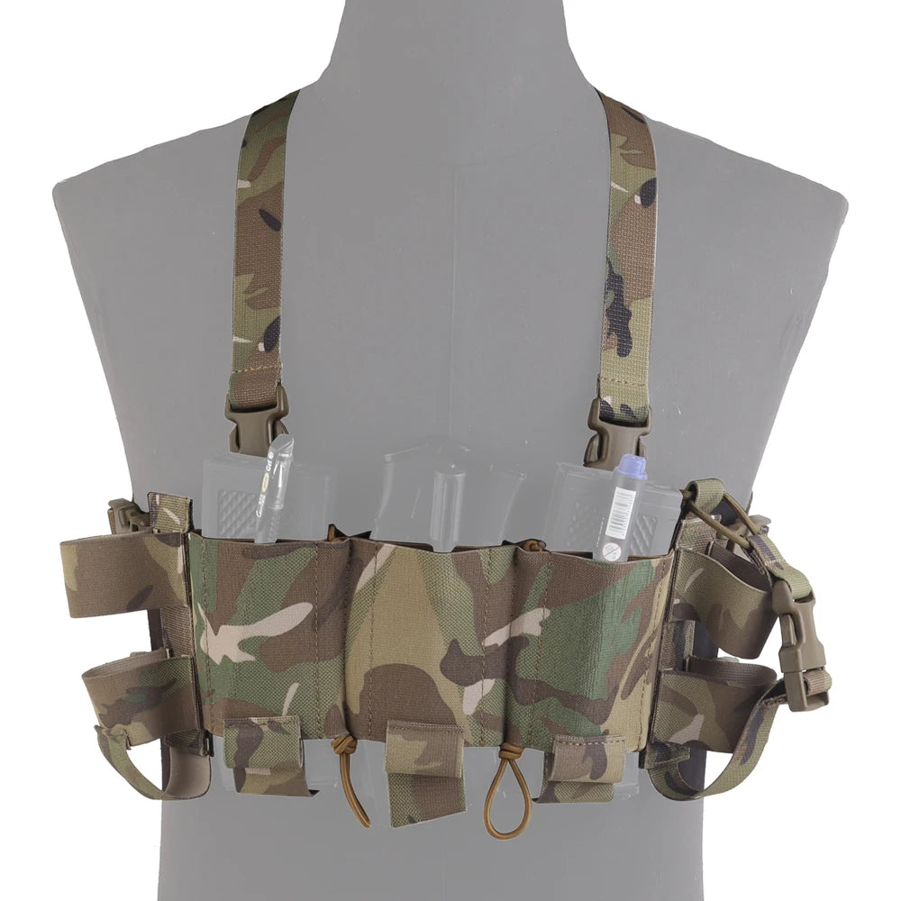 Tactical Double Layer Chest Rig Triple 5.56 Mag Pouch Airsoft Hunting Quick Release Training Vest Side Radio Pouch