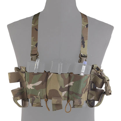 Tactical Double Layer Chest Rig Triple 5.56 Mag Pouch Airsoft Hunting Quick Release Training Vest Side Radio Pouch