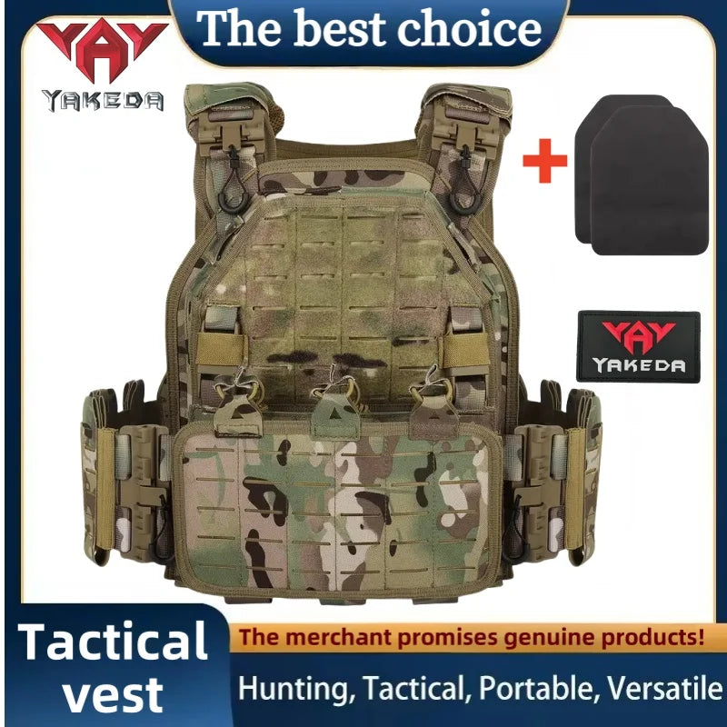 YAKEDA Tactical Vest 6094 Fast Detachable Light Laser Cut Outdoor Hunting Black Gear Carry Vest of High Quality