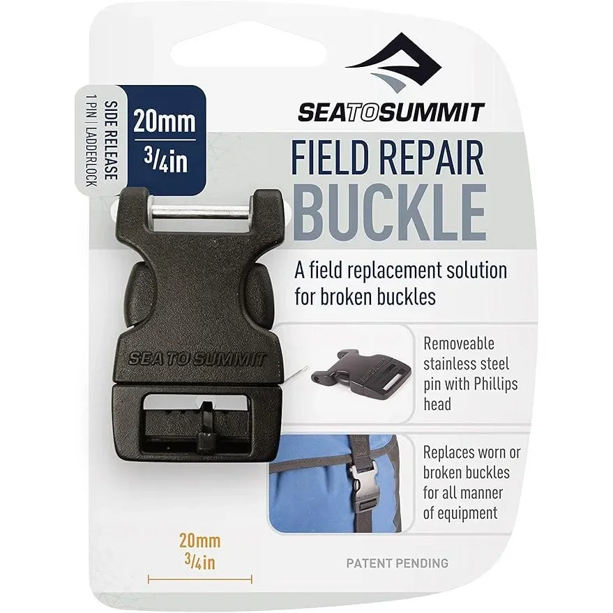 Sea to Summit 2 Pin Field Repair Side Release Buckle - Black, 20 mm
