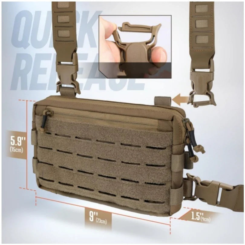 Men Tactical Chest Bag Lightweight Riding Vest Crossbody Pack For Cycling Hiking Camping Daily Use