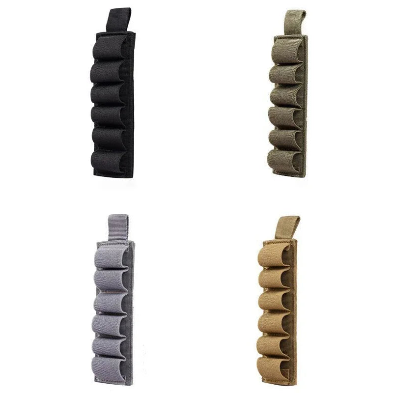 Tactical Hunting 6 Rounds Shell Holder Shotshell Insert Card Strip Hook Loop Adhesive Back For 12 Gauge