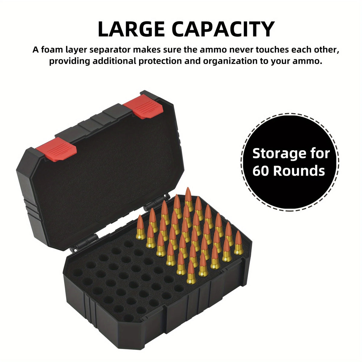 Ammo Storage Case for 5.56,.223 Bullets - Ammo Storage Box Holds 60 Rounds.