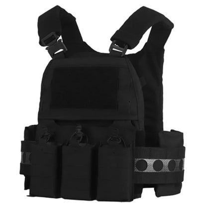 Portable MOLLE Airsoft V5 FCPC Tactical Vest Triple Magazine Pouch with Zip On Back Panel Banger Ferro Plate Carrier Hunting
