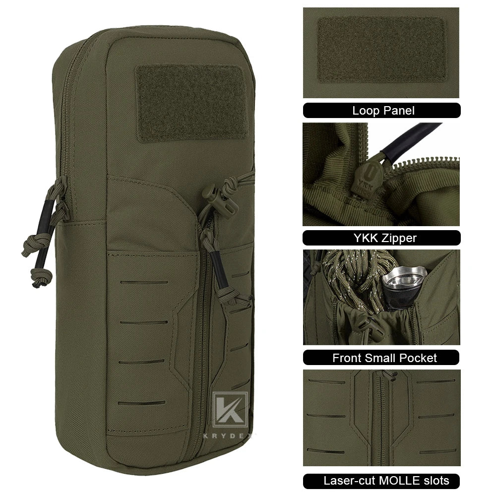 KRYDEX 500D Tactical 1L Hydration Pack MOLLE Pouch 34oz TPU Water Bladder Bag Outdoor Hiking Camping Hunting Accessories