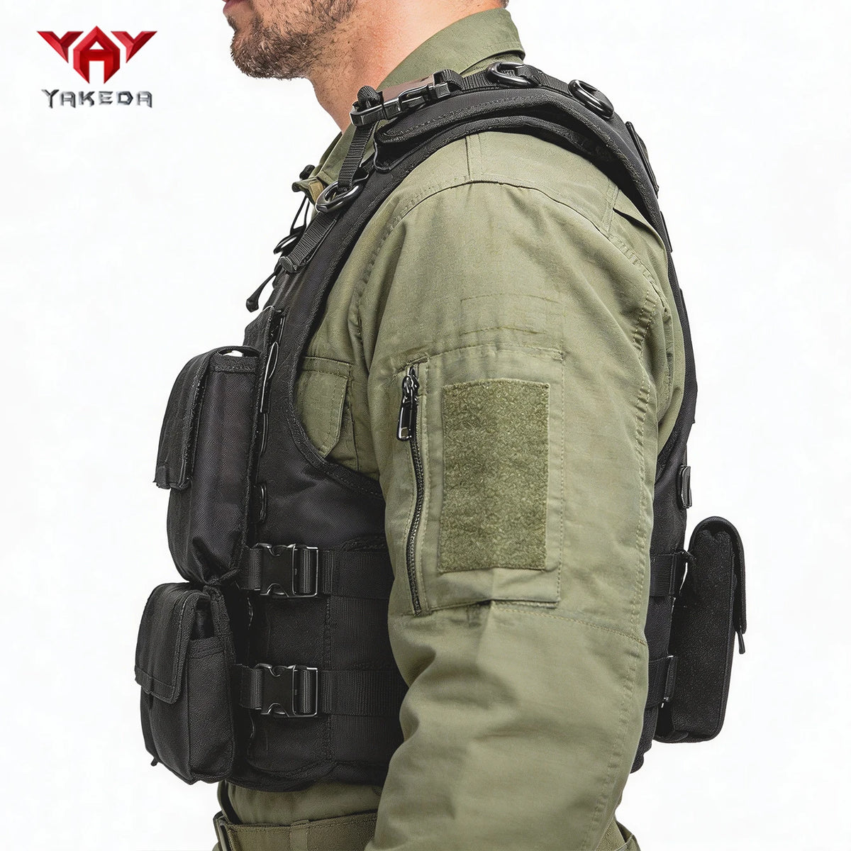 YAKEDA multifunctional quick release hunting vest with adjustable shoulder straps and waist circumference, multiple device bags