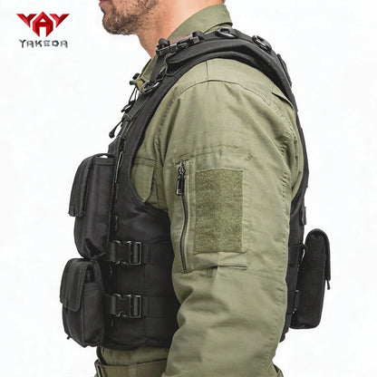 YAKEDA multifunctional quick release hunting vest with adjustable shoulder straps and waist circumference, multiple device bags