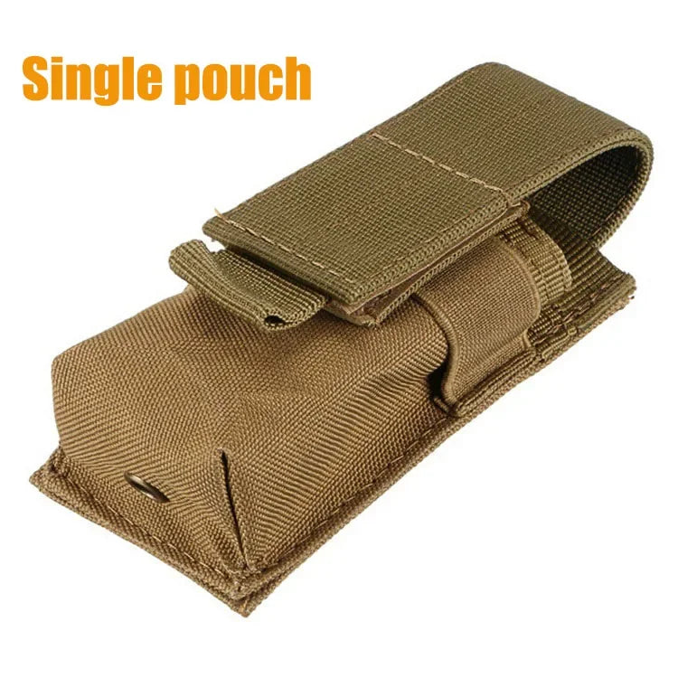 9mm Pistol Magazine Pouch Tactical Double Molle Belt Dual Mag Bag Flashlight Holder Attachment Package Gun Hunting Accessories