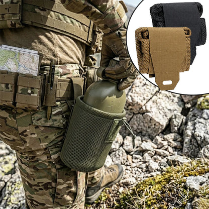 MOLLE Mesh Dump Pouch Tactical Water Bottle Holder Roll Up Quick Storage Waist Bag Outdoor Sports Camping Hunting Accessories