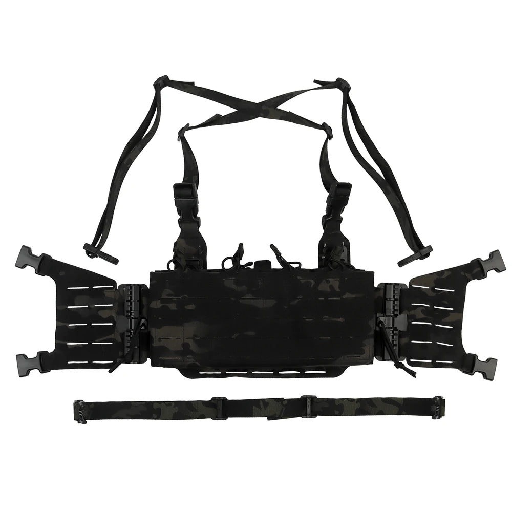 Tactical Chest Rig Molle Militar Hunting Quick Release Vest with Quadruple 5.56/7.62 Mag Pouch Airsoft Shooting Gear