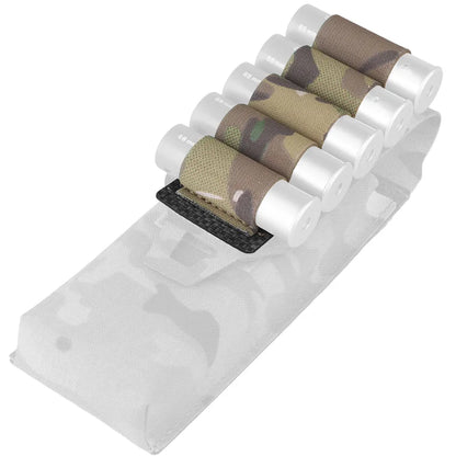 5-Round 12 Gauge Shotgun Shell Pouch MOLLE Hanging Panel Elastic Cartridge Holder for Military/Hunting/Airsoft Ammo Carrier