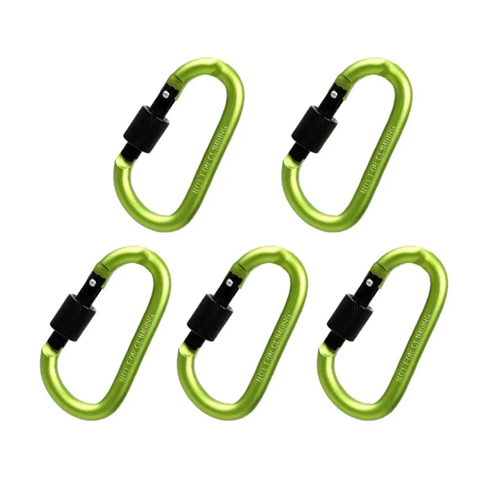 5pcs Carabiner With Lock Set Aluminium Alloy Tourist Hooks Fishing Carbin Buckle Caribiner Clip Key Holder Keychain Camping Tool