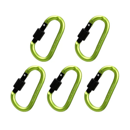 5pcs Carabiner With Lock Set Aluminium Alloy Tourist Hooks Fishing Carbin Buckle Caribiner Clip Key Holder Keychain Camping Tool