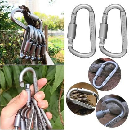 4 Pack D-ring Carabiner Clip Lightweight Aluminum Carabiners With Barrel Locking For Keychain Tactical Bag Backpack