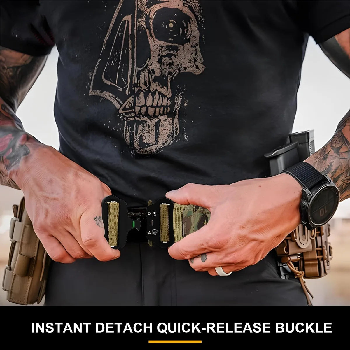 Military Tactical Belt Quick Release Metal Buckle Nylon Combat Waist Belt Multicam Camouflage Outdoor Hunting Airsoft Training