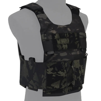 Wosport LV-119 Tactical Vest Cordura Plate Carrier 6 Quick Access Pouches 2.5 Inch Buckle Rear Zipper for Airsoft Outdoor Games