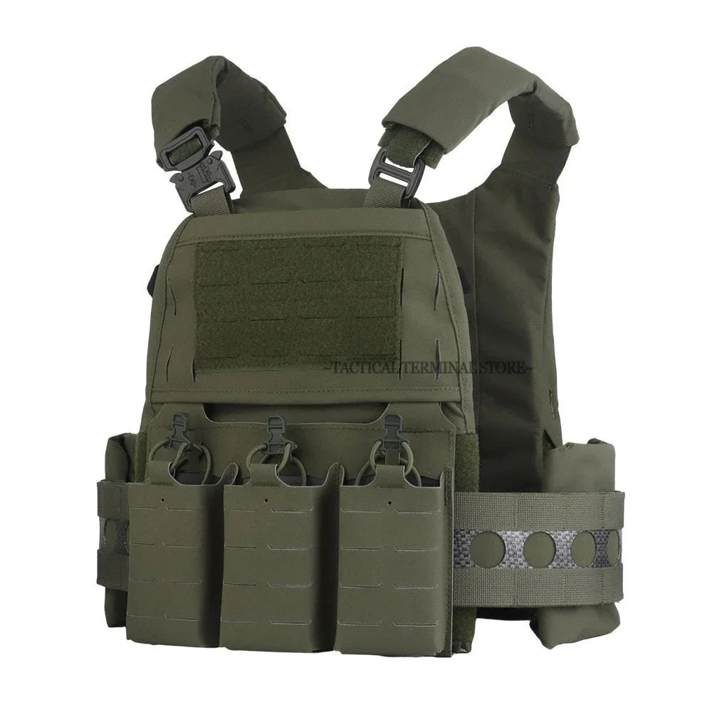 V5 FCPC Tactical Vest Ferro Plate Carrier Hunting Portable MOLLE Airsoft Triple Magazine Pouch with Zip On Back Panel Banger