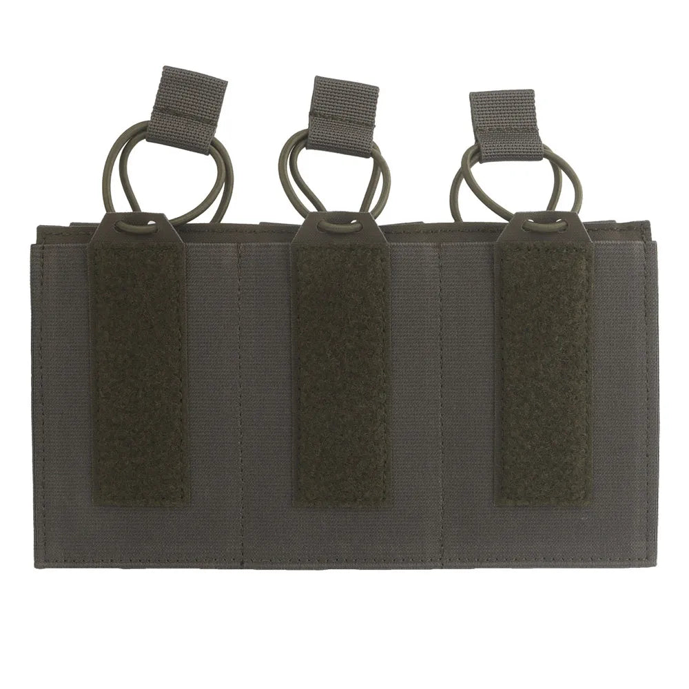 SP Elastic Single Triple Molle Mag Holster Compatible with AR 5.56 Magazine Vest Airsoft Front Panel Expansion Second Layer Bag